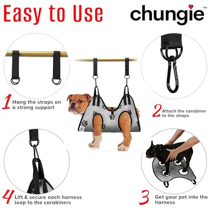 Dog Grooming Hammock for Dogs – Dog Restraint for Nail Trimming with Pet Nail Clipper – Dog Sling for Grooming, Dog Hammock for Nail Cutting & Grooming Harness (Legs Spacing:11-14”)/Max W:45lb) - size: M(Leg Spacing: 11-14") / 45 Pound)