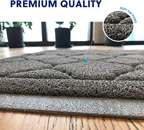 WePet Cat Litter Box Mat, Kitty Premium PVC Pad, Durable Trapping Rug, Phthalate Free, Urine-Resistant, Scatter Control, L 35 x 23 Inch, Grey - color: #03 Grey, style: Medallion/35 x 23 Inch