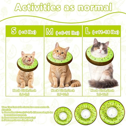 Cat Cone Collar Soft, Adjustable Cat Recovery Cone to Stop Licking, Cute Kitten Donut Collar After Surgery, Elizabethan Collars for Kittens, Lightweight Cats Neck Cones (Kiwifruit, Medium) - color: Kiwifruit, size: Medium