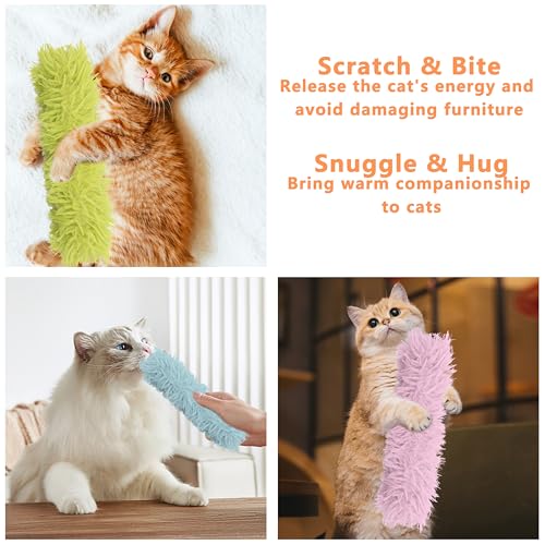 3 Pack Soft and Durable Cat Pillows, Rich Color Catnip Toys - Indoor Interactive Cat Kicker Toys for Cats (Green Set) - color: Green+Blue+Pink