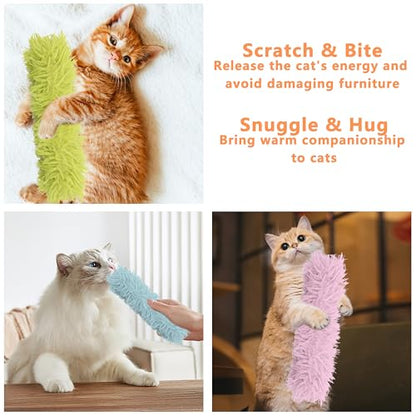 3 Pack Soft and Durable Cat Pillows, Rich Color Catnip Toys - Indoor Interactive Cat Kicker Toys for Cats (Green Set) - color: Green+Blue+Pink