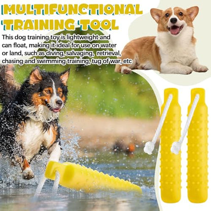Blueweenly 4 Pcs Dog Bumper Toy for Water Retrieving Plastic Puppy Training Dummy Dog Float Toy Lightweight for Float on The Water Pool Outdoor Training Hunting Fetching (Yellow) - color: Yellow