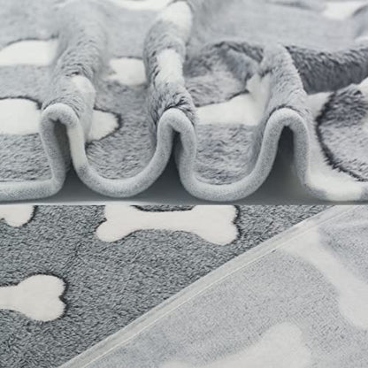1 Pack 3 Puppy Blankets Super Soft Warm Sleep Mat Grey Cute Print Blanket Fluffy Fleece Pet Blanket Flannel Throw Dog Blankets for Small Dogs Puppy Dogs Fluffy Cats,Bone-Small(23"x15") - color: Bone/Series, size: Small(23"x15")