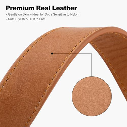 Plutus Pet Genuine Leather Dog Collar – Adjustable Pet Collar with Quick Release Metal Buckle, Soft Real Leather for Small Medium Large Dogs, Heavy Duty & Skin-Friendly (Light Brown, XS) - color: Light Brown, size: XS