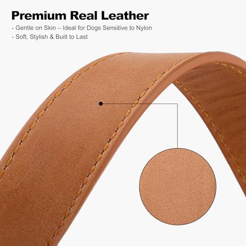 Plutus Pet Genuine Leather Dog Collar – Adjustable Pet Collar with Quick Release Metal Buckle, Soft Real Leather for Small Medium Large Dogs, Heavy Duty & Skin-Friendly (Light Brown, S) - color: Light Brown, size: S