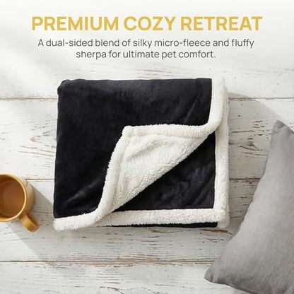 Dog Blankets for Large Dogs, Soft Fluffy Fleece Pet Blankets for Couch, Sofa, Dog Beds, Car Seats, Creat, Washable, 50x60 inches, Black - color: Black