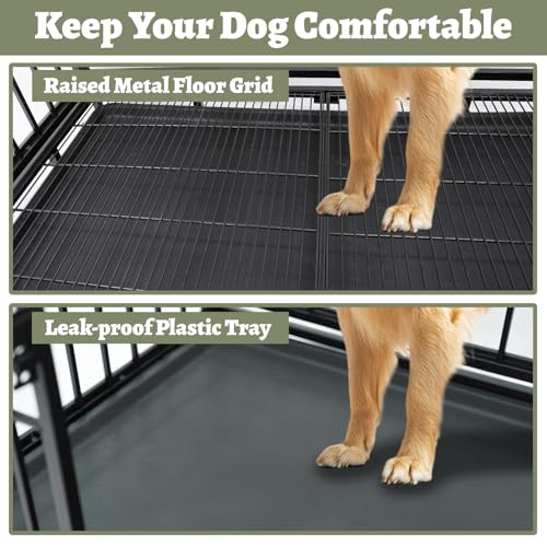 Two Levels 36 Inch Stackable Heavy Duty Dog Crate Cage Medium Sized Dog with Top Access, Basic Dog Crates for Small Medium Dogs 2 Door Dog Kennel Indoor with Tray and Wheels - size: 36 Inch-2 Pack