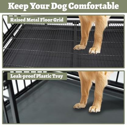 Three Levels 36 Inch Stackable Heavy Duty Dog Crate Cage Medium Sized Dog with Top Access, Basic Dog Crates for Small Medium Dogs 2 Door Dog Kennel Indoor with Tray and Wheels - size: 36 Inch-3 Pack