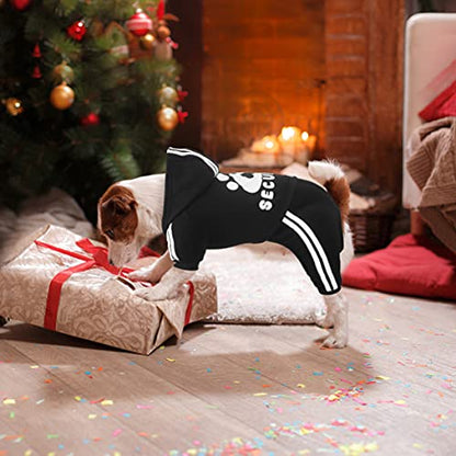 Dog Hoodie Security Clothes 4 Legs Jumpsuit Sweatshirt Hoodies Soft & Warm Dog Outfit Pullover Dog Winter Clothes Sweater for Small Medium Large Dogs Cats (Black, Large) - color: Black, size: Large