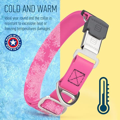 Biothane Waterproof Durable Dog Collar with Herm Sprenger - Quick Release ClicLock Buckle - Fits Medium and Large Dogs - Made in USA (Passionfruit Pink, W 1" x L 15"-25") - color: Passionfruit Pink, size: W 1" x L 15"-25"
