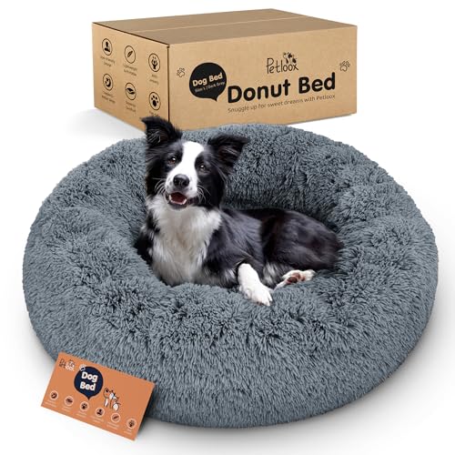 Donut Dog Bed - Premium Comfort for Anxiety Relief - Fluffy & Calming Design with Ultra-Plush Support | Cozy Round Dog Bed with Super Soft Circle Style (Dark Grey, Large) - color: Dark Grey, size: Large (36"L x 36"W x 10"Th)
