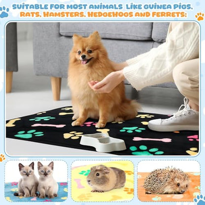 Tegeme 6 Pcs Waterproof Dog Blanket 24 x 16 Inch Paw Print Pet Blanket for Dogs Cats Puppy Washable Soft Fluffy Fleece Rug Flannel Throw Warm Sleep Mat for Kitten Doggy - size: 24 x 16 Inch