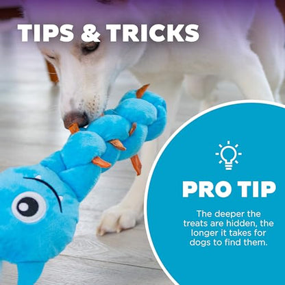 Outward Hound by Nina Ottosson Twistiez Interactive Plush Dog Treat Puzzle, Monster, Blue - color: Twistiez Monster