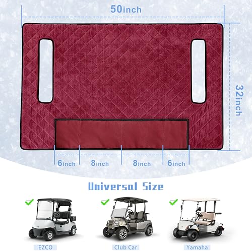 Golf Cart Seat Covers with 4 Front Pockets, Thick Seat Towel Blanket with Non-Slip Backing, Fits EZGO, Club Car, Yamaha and More 2 & 4 Passenger Golf Carts, Red - color: Red
