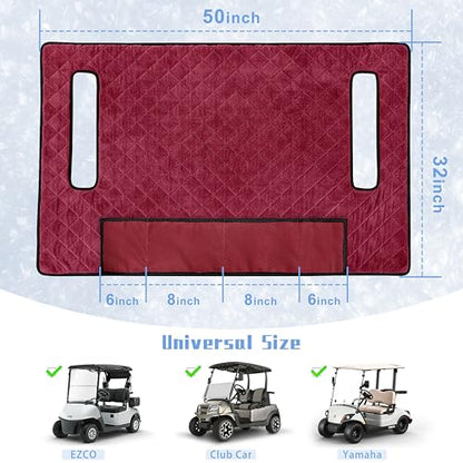 Golf Cart Seat Covers with 4 Front Pockets, Thick Seat Towel Blanket with Non-Slip Backing, Fits EZGO, Club Car, Yamaha and More 2 & 4 Passenger Golf Carts, Red - color: Red