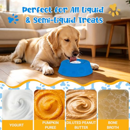 Slow Feeder Dog Bowl with Interactive Roll Ball, Anti-Slip Dog Lick Bowl for Liquid Treats, Bone Broth & Yogurt, Anxiety Relief Boredom Puzzle Feeder for Small Large Dogs