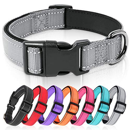 HEELE Dog Collar, Reflective Dog Collar, Soft Neoprene Padded Breathable Nylon Pet Collar Adjustable for Small Dogs, Gray, S(10.23-14.96") - color: Gray, size: Small (10.23-14.96")