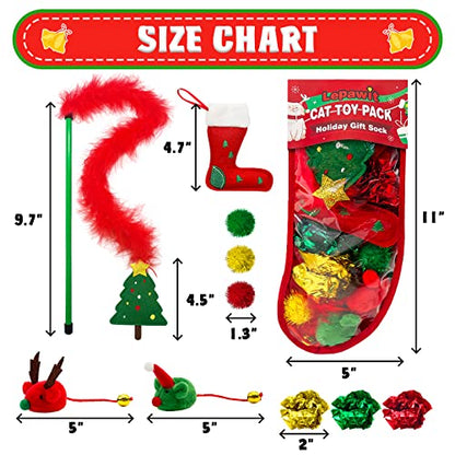 Cat Christmas Stocking, 10 Pack Gifts for Christmas, Interactive Feather Toy with Catnip, Cat Ball Toys, Crinkle Balls, Mice Toys for Indoor Cats & Kitten - style: G-Christmas-10pcs