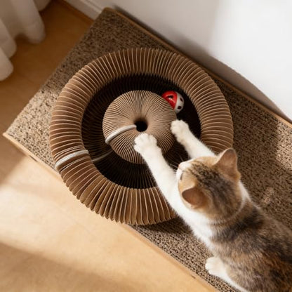 Accordion-Style Corrugated Paper Cat Scratch Pad Bed, Wear-Resistant, Lint-Free, Self-Amusing Nail Sharpening Cat Toy, Collapsible Interactive Pet Toy