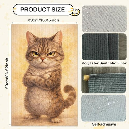 Cat Scratch Pad 15.3x23.6 Inches Polyester Synthetic Fiber, Grumpy Tabby Cat Print, wall Scratcher, Scratching mat, Home Decor, Living Room, Game Room (2pcs) - color: VE08104-2pcs