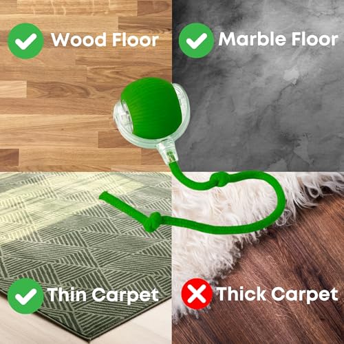 Interactive Cat Toys for Indoor Cats, 360° Automatic Moving Cat Ball, Rechargeable Rolling Ball, Toys for Indoor Interactive Kitten and Dog, Green
