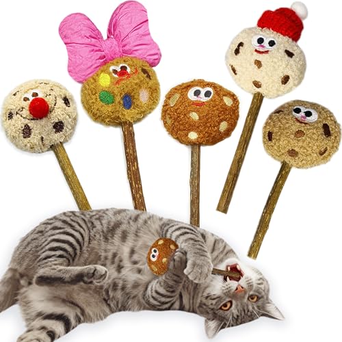 Silvervine Sticks for Cats (5-Pcs), Catnip Lollipop Cat Toy for Indoor Cats, Natural Cat Chew Toys for Kitten Teething and Teeth Cleaning - color: 5 Pcs
