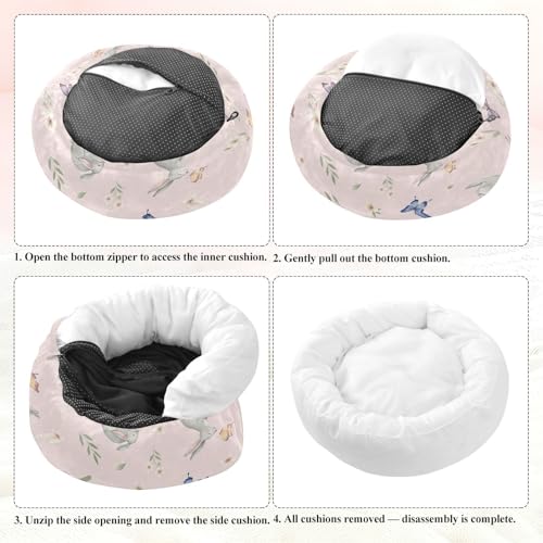 Round Cat Bed Dog Bed,15.7in Cute Rabbit Washable Non-Slip Bottom Soft Pet Bed for Small Medium Dogs and Cats - size: 15.7in