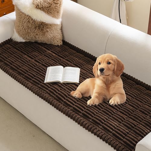 MYSKY HOME Couch Covers for 2 Cushion Sofa, Couch Cover for Dogs, Sofa Covers for Pets Washable, Soft Non-Slip Sofa Slipcovers, Loveseat Couch Covers, Furniture Protector, Chococlate, 27.6" x 59" - color: Chocolate, size: 27.6" x 59"