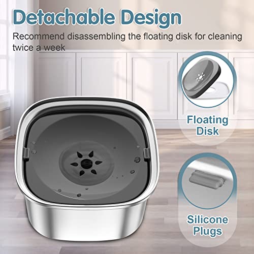 UPSKY 3L Dog Water Bowl 101oz Stainless Steel No Spill Large Capacity Dog Food Water Bowl Slow Water Feeder, Spill Proof Pet Water Dispenser Vehicle Carried Travel Water Bowl - color: gray, size: 3l