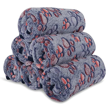 6 Pack Small Dog Blanket, Super Soft Warm Pet Cover Blankets, Paw Print Puppy Fleece Flannel Blanket for Small Medium Dogs and Cats MW003 - color: Blue Paw, size: 6 Pack of 36x36 Inches