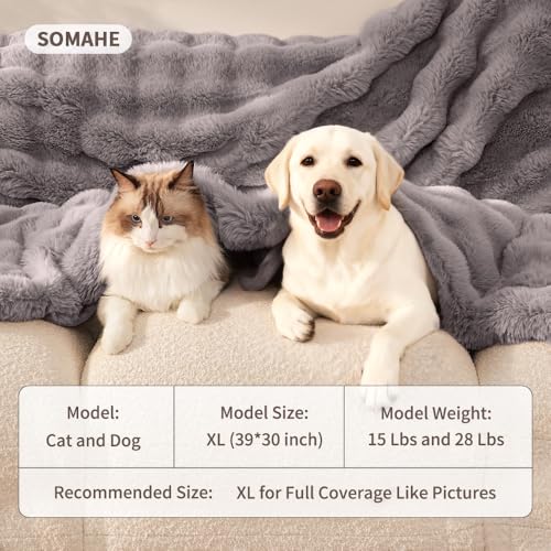 Dog Blanket, Reversible Sherpa & Bubble Fleece Pet Throw, Ultra-Soft Plush for Medium Dogs, Machine Washable, Anti-Static, Warm & Cozy, 39"×31" Inch Gray - color: Gray, size: 39"L x 31"W Inches