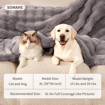 Dog Blanket, Reversible Sherpa & Bubble Fleece Pet Throw, Ultra-Soft Plush for Medium Dogs, Machine Washable, Anti-Static, Warm & Cozy, 39"×31" Inch Gray - color: Gray, size: 39"L x 31"W Inches