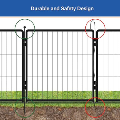 Dog Playpen 24 inch 8 Panels for Indoor & Outdoor Use – Heavy-Duty Metal Pet Fence with Ground Stakes, Rounded Ball Tops for Safety, Stable & Foldable Design, Easy to Assemble - size: 24inch, style: 8 Panels
