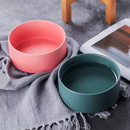 Pink Ceramic Elevated Raised Cat Bowl with Wood Stand No Spill Pet Food Water Feeder Cats Small Dogs - color: Pink, size: Medium Dog Bowls 850ML*1