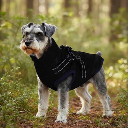 Dog Winter Coat with Harness Winter Jacket for Small Dogs Reflective Cold Weather Coats Warm Pet Vest Waterproof Snowsuit (Black, Small) - color: Black, size: Small