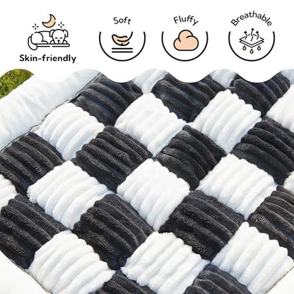 Backseat Pet Bed Mat,Dog Bed for Car,Fuzzy Dog Seat Cover for Car Back Seat, Non-Slip Travel Pet Mat, Fit for Backseat Extenders and Seat Covers (White and Black) - color: White and Black