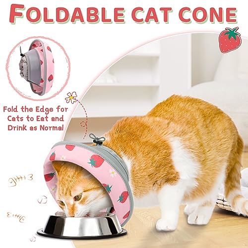 Cat Cone Collar Soft to Stop Licking, Adjustable, Foldable Lightweight Kitten Cones After Surgery Recovery for Cats & Kittens, Cat Cone Alternative, Easy Eating (Pink, S) - color: Pink, size: S