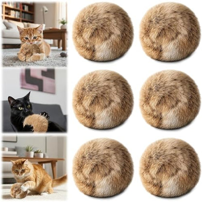 6 PCS Fake Rabbit Fur Ball Cat, Catnip Ball for Indoor Cats, Fake Rabbit Fur Balls for Stimulating Hunting Instincts and Interactive Bonding Play, Set of 3.15 Inch Balls