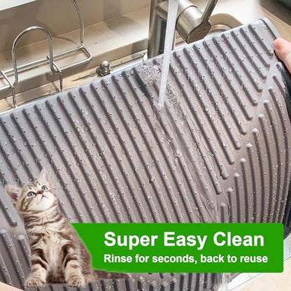 Gosmol Waterproof Cat Litter Mat XXL, 38" x 25" Litter Trapping Mat，Kitty Litter Box Mats Extra Large Easy Clean, Litter Trapping Catcher Mat, Cat Supplies & Accessories for Indoor Cats -Grey - color: Grey