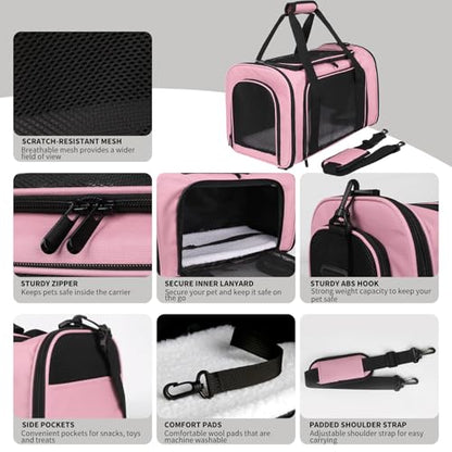 Carriers Soft-Sided Pet Carrier Pink for Medium Large Cats Dogs Undertake 35Lbs,Ventilated Mesh Windows,Top Load Cat Carrier with Airline Approved(X-Large,Pink) - color: pink, size: 20.0"L x 13.0"W x 13.0"H