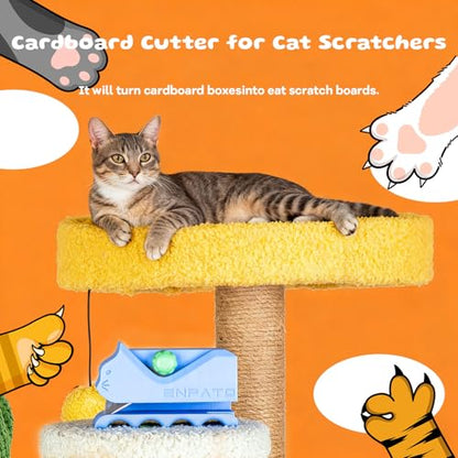 Cardboard Cutter for Cat Scratchers with 10pcs Blade,3D Printed Card Board Cutter Kids DIY Cat Scratchers Cardboard Strip Tool Machine for Cat Lovers (Light Blue) - color: Light Blue