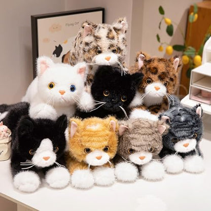PEACH CAT Cat Stuffed Animal 12" Realistic Kitten Plushies Soft Plush Toys Gifts for Kids White - style: 12" White Cat