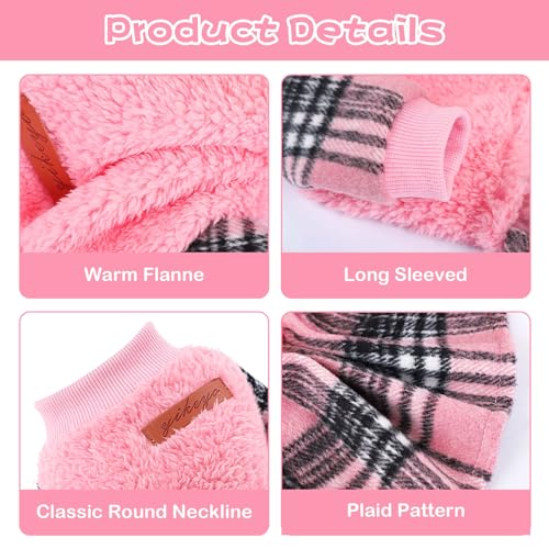 Small Dog Sweater Dresses Winter Dog Clothes, Puppy Outfit Pet Clothes Chihuahua Yorkie Wedding Birthday Pink Plaid Dresses Holiday Festival Outfits, XS, Pink - color: Pink, size: X-Small (Chest 13in )