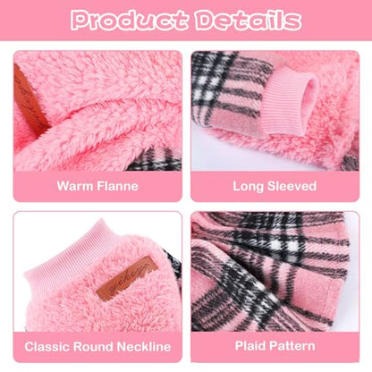 Small Dog Sweater Dresses Winter Dog Clothes, Puppy Outfit Pet Clothes Chihuahua Yorkie Wedding Birthday Pink Plaid Dresses Holiday Festival Outfits, XS, Pink - color: Pink, size: X-Small (Chest 13in )