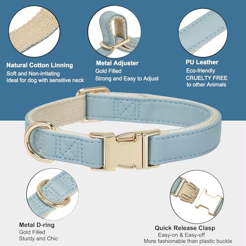 Soft Classic Leather Dog Collar Heavy Duty Padded Collars with Metal Buckle for Puppy Small Medium Dogs (Blue,S) - color: Blue, size: Small