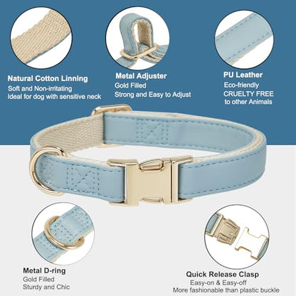 Soft Classic Leather Dog Collar Heavy Duty Padded Collars with Metal Buckle for Puppy Small Medium Dogs (Blue,M) - color: Blue, size: Medium