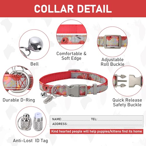 Small Dog Harness Collar and Leash Set, Step in No Chock No Pull Soft Mesh Adjustable Dog Vest Harnesses Plaid Reflective for Dogs Puppy Cats Kitten Rabbit (Red Flower, XXS) - color: Red Flower, size: XXS