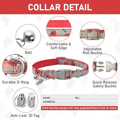 Small Dog Harness Collar and Leash Set, Step in No Chock No Pull Soft Mesh Adjustable Dog Vest Harnesses Plaid Reflective for Dogs Puppy Cats Kitten Rabbit (Red Flower, XXS) - color: Red Flower, size: XXS