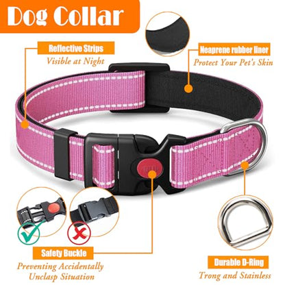 LOBEVE No Pull Dog Harness, Collar & Leash Set | Includes Dog Seat Belt, Collapsible Bowls & Poop Bag Dispenser. Ideal for Training, Walking, Hiking. Fits Small to Large Dogs(Pink-S) - color: Pink, size: Small