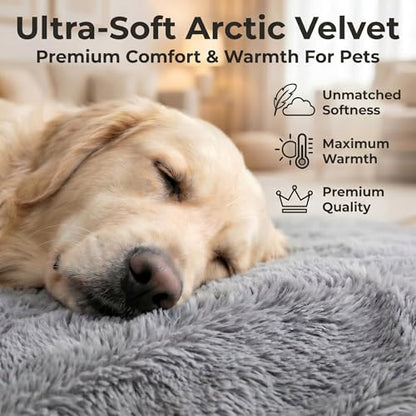 Orthopedic Dog Bed for Medium to Large Dogs 40 x 24Inch, Egg-Crate Memory Foam Pet Bed with Pillow, Comfortable Dog Couch with Removable Washable Arctic Velvet Cover, Waterproof Non-Slip Bottom Gray - size: 39.4" L x 23.7" W x 7.5" H--One side